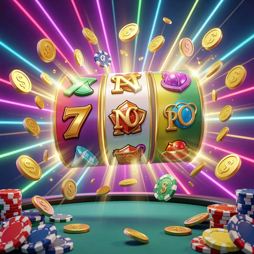 3S BD online casino free spins bonus concept with colorful slot machine reels spinning, golden light effects, flying coins, jackpot symbols, and casino chips on a vibrant neon background 3S BD online casino free spins bonus concept with colorful slot machine reels spinning, golden light effects, flying coins, jackpot symbols, and casino chips on a vibrant neon background