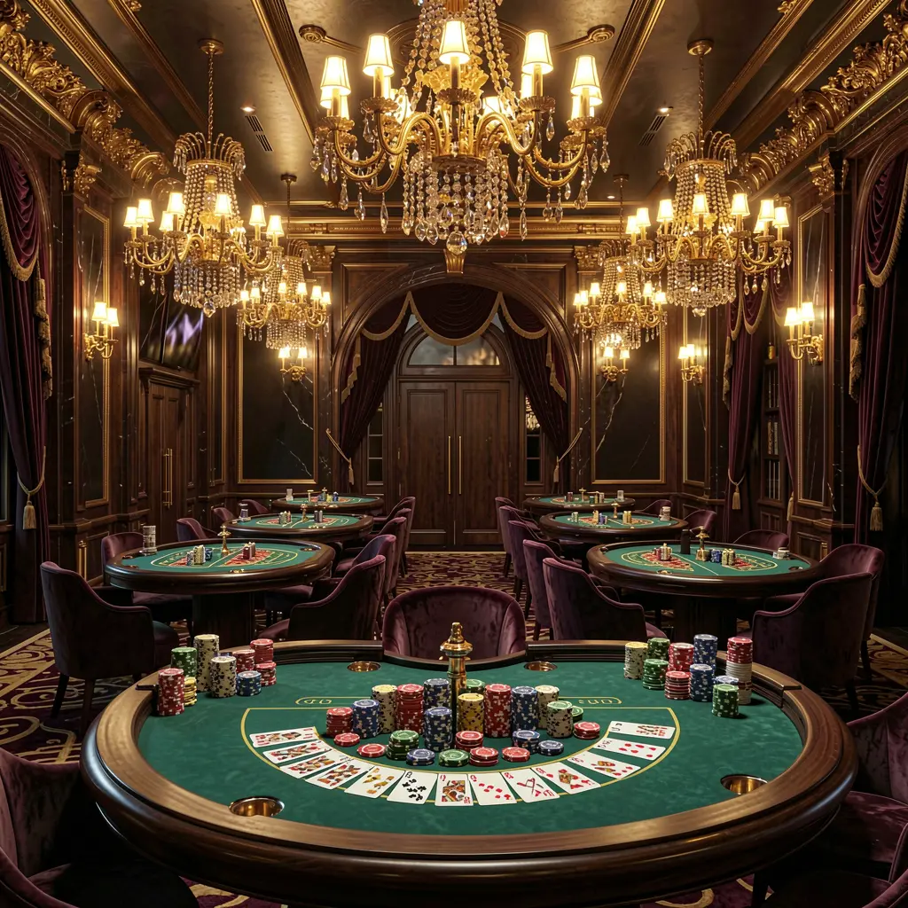 3S BD high-end casino lobby featuring golden lights, roulette tables, chips, and cards with elegant premium design and dark cinematic background in ultra detailed 3D render 3S BD high-end casino lobby featuring golden lights, roulette tables, chips, and cards with elegant premium design and dark cinematic background in ultra detailed 3D render